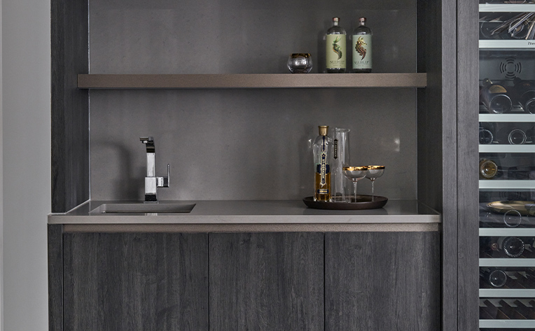 sleek wet bar design by Kate Davidson Photography by Stephani Buchman